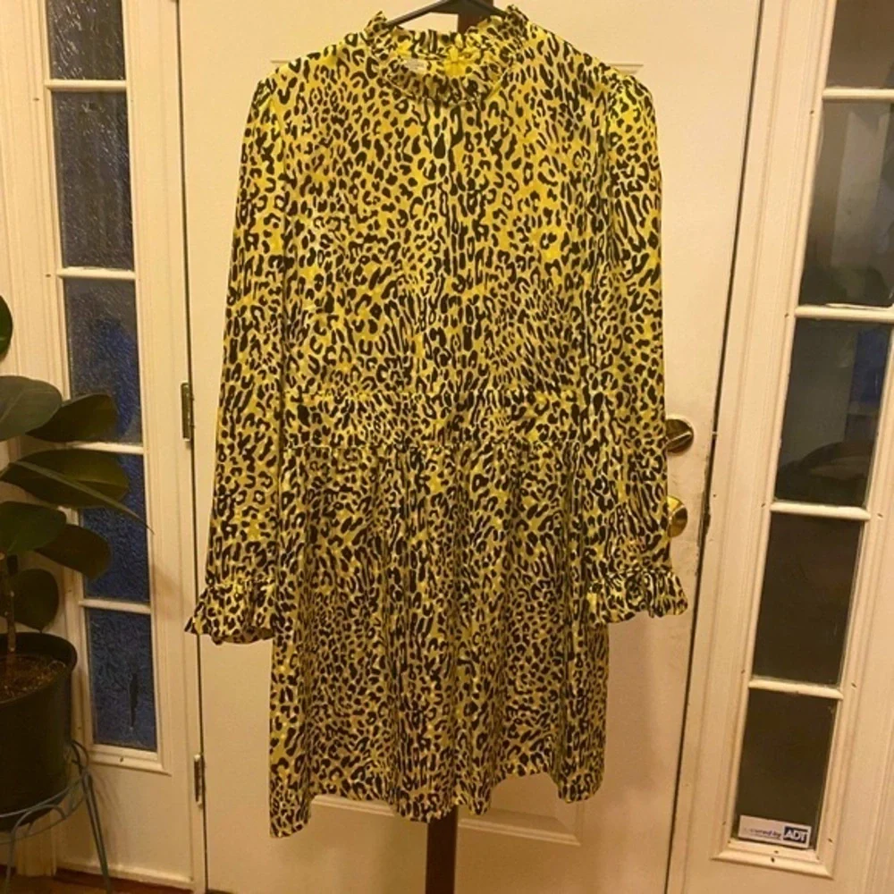 BAUM UND PFERDGARTEN YELLOW ANIMAL PRINT SILK DRESS - Picture 1 of 9